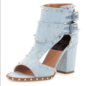 Laurence Dacade Deric Denim Studded Heel Sandal 40